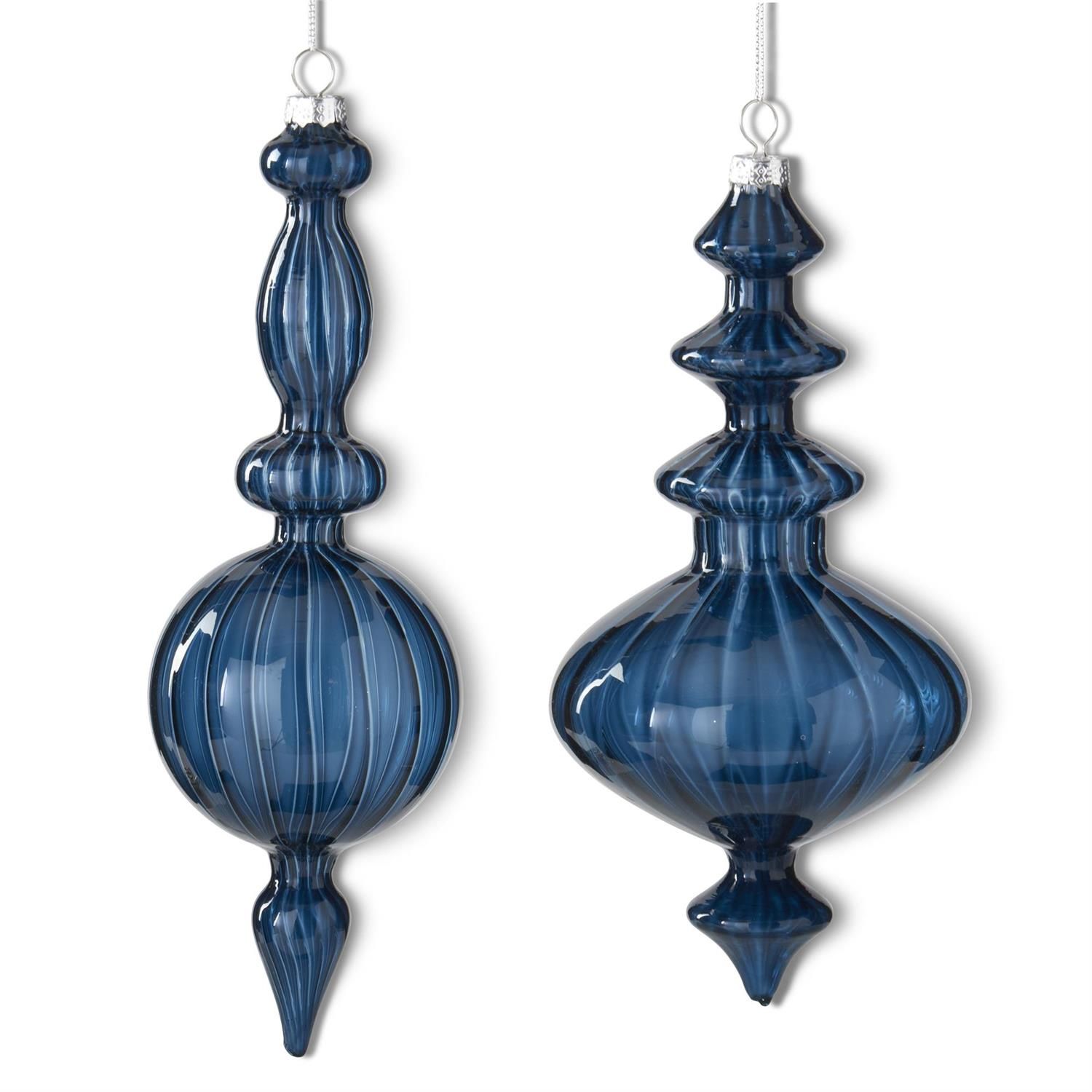Dark Blue Finial Glass Ornament