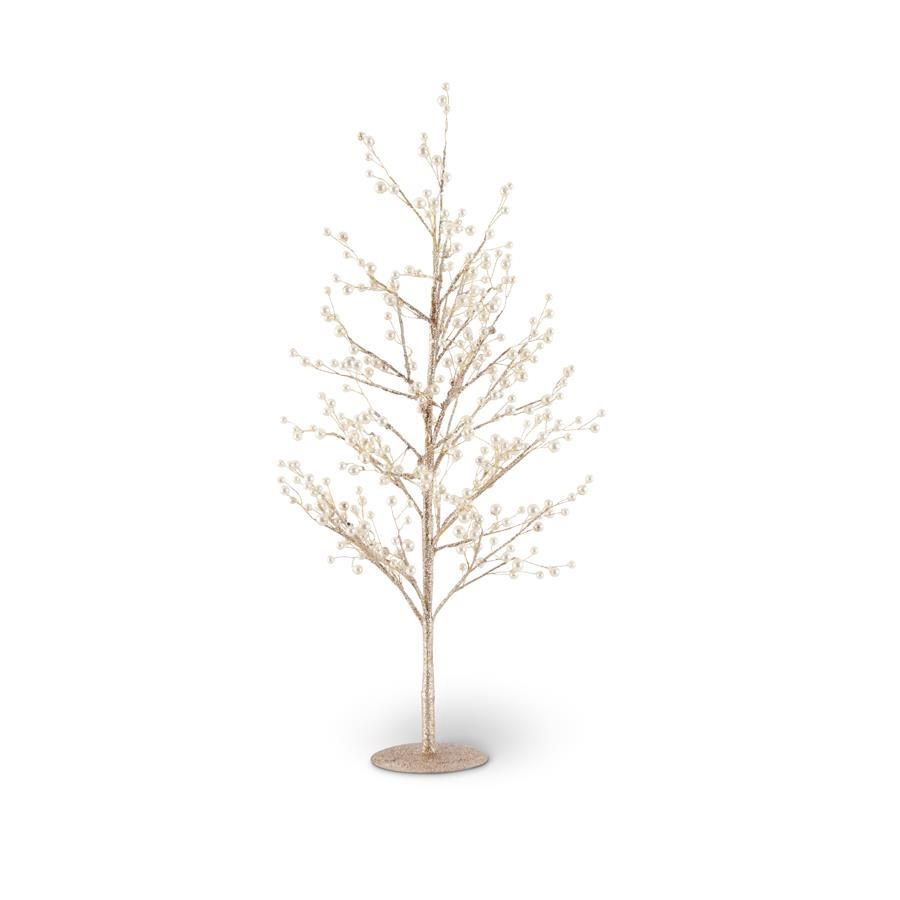 24&quot; Gold Glittered Pearl Twig Tree