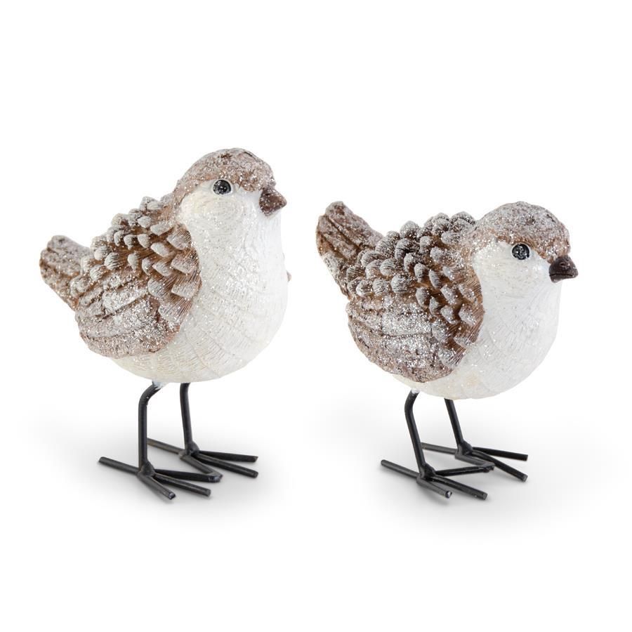 Glittered Wood Grain  Pinecone Bird