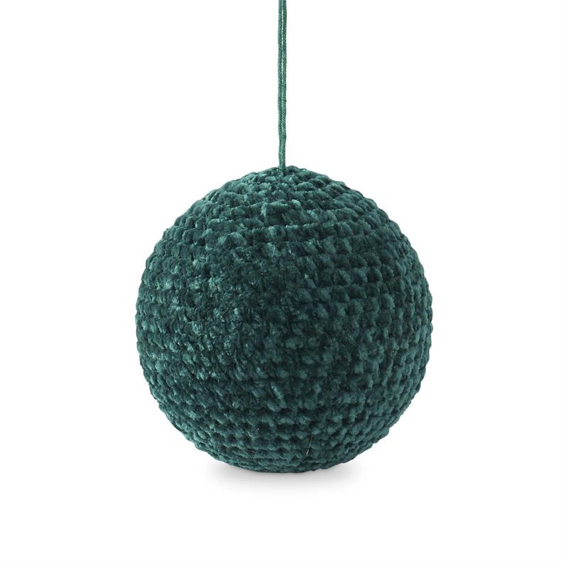 4.5" Dark Green Knit Ball Ornament