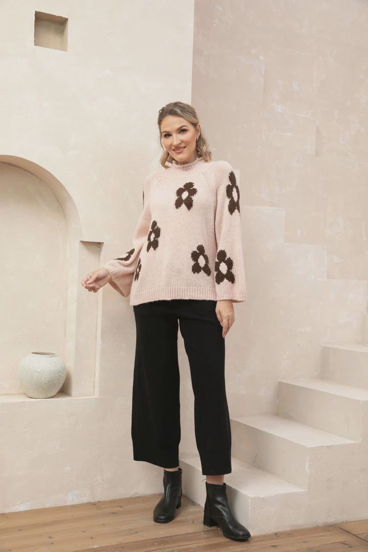 Sabrina&#39;s Floral Sweater, Size: S/M, Colour: Pink