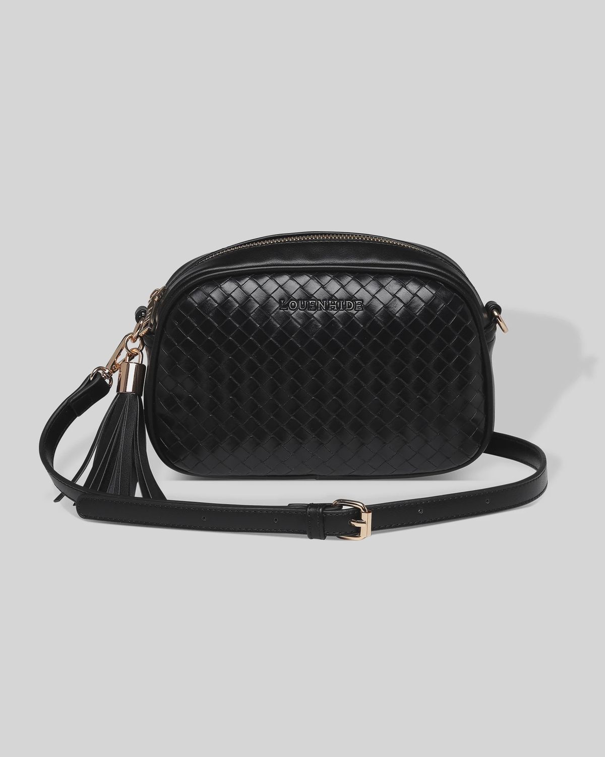 Jacinta Woven Crossbody Bag - Black