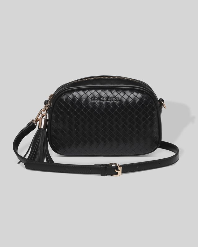 Jacinta Woven Crossbody Bag - Black