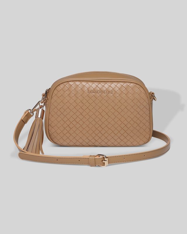 Jacinta Woven Crossbody Bag - Camel