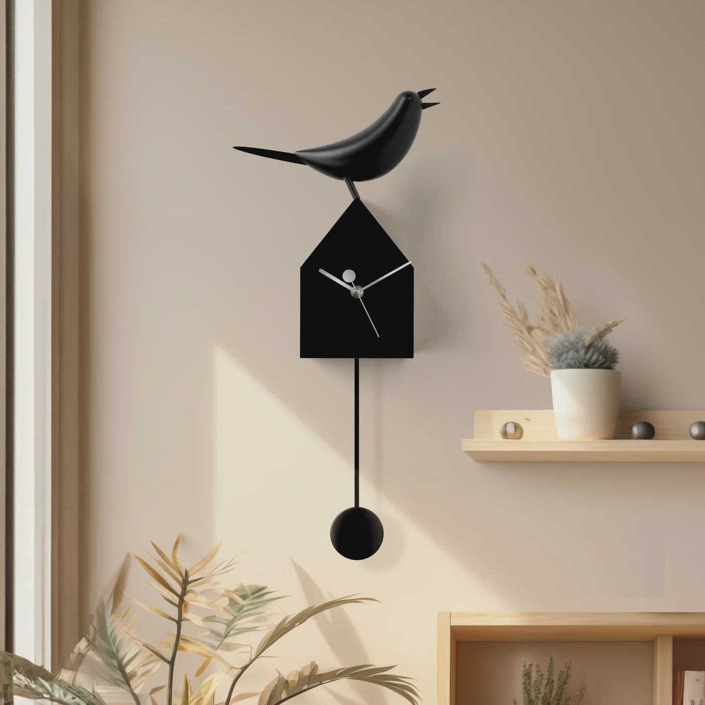 Motion Birdhouse Clock - Black