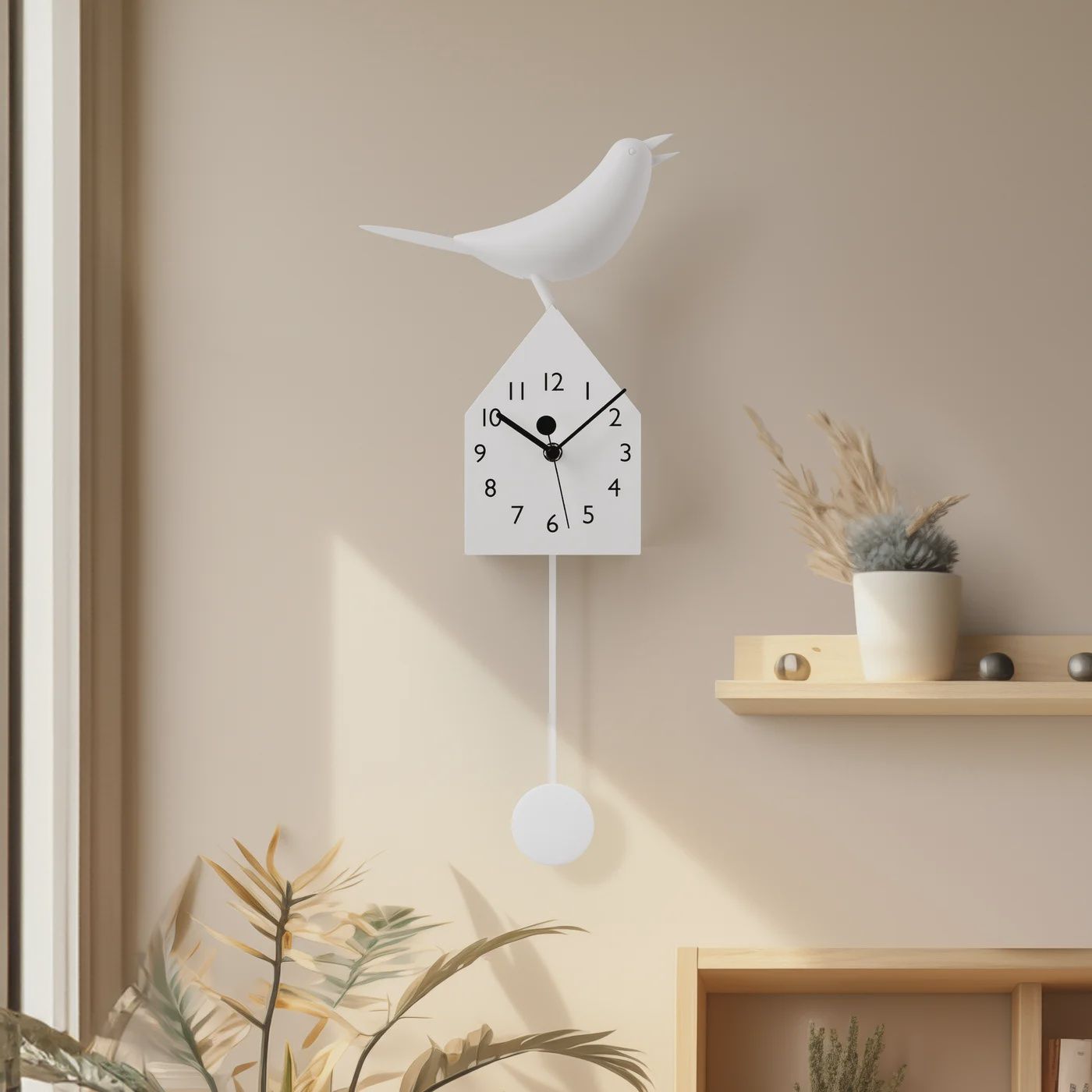 Motion Birdhouse Clock - White
