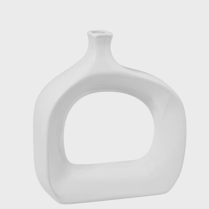 Open 11h&quot; Wide Vase - White