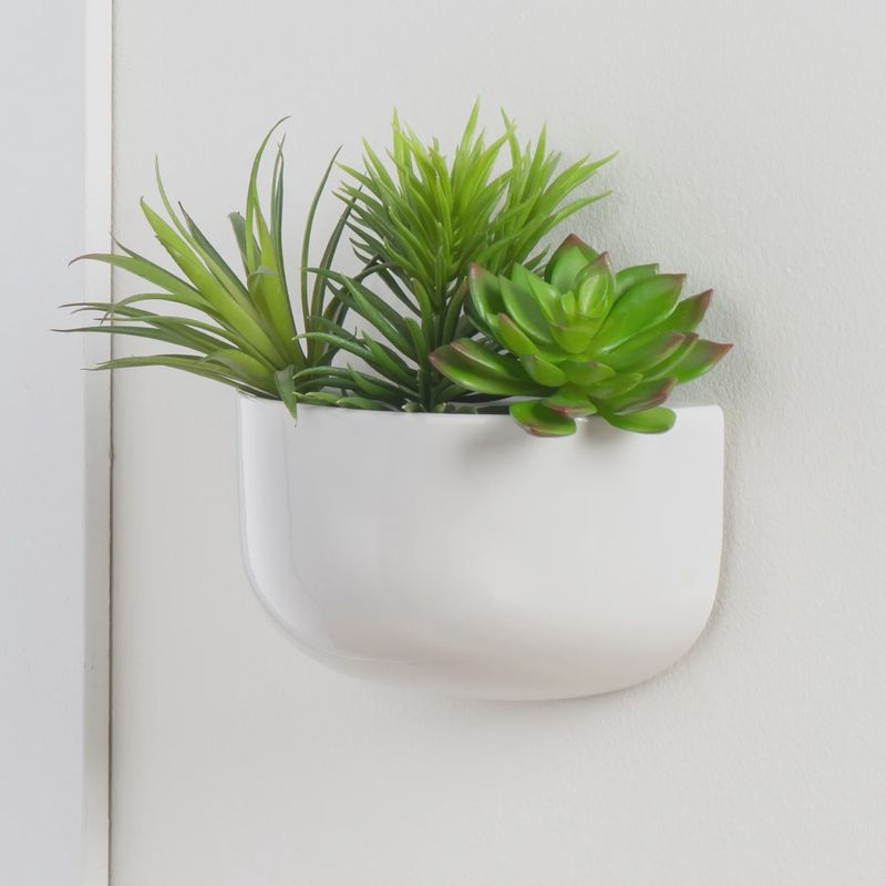 Centra Wall Planter Wide White 8x4x4.25H&quot;