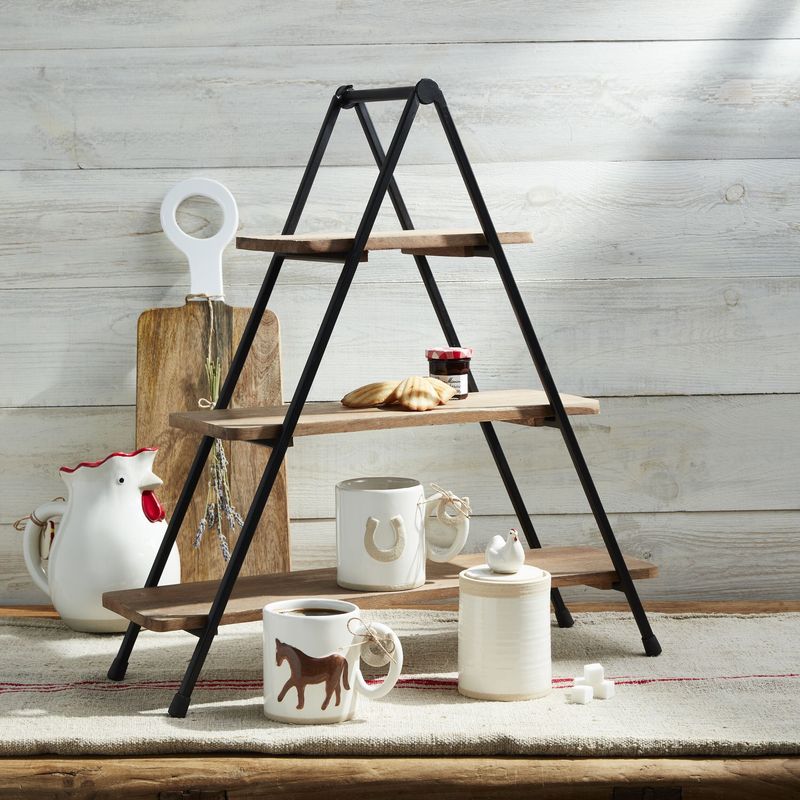 Three Tier Wood Server Stand