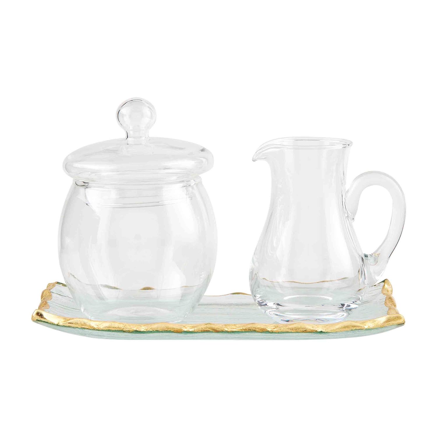 Gold Edge Glass Cream &amp; Sugar