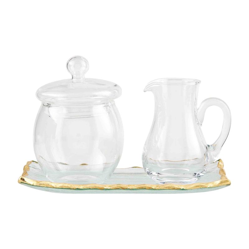 Gold Edge Glass Cream &amp; Sugar