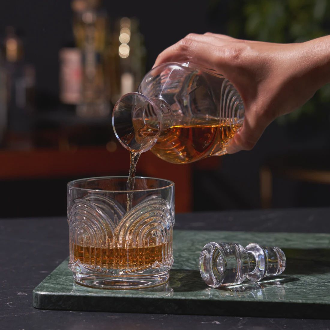 3-PC Beau Crystal Stacking Decanter Set