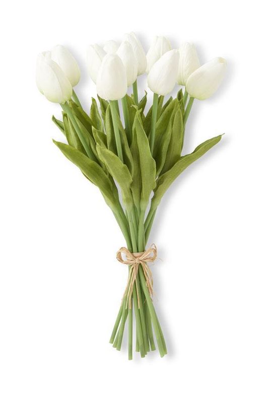 13&quot; White Real Touch Mini Tulip Bundle