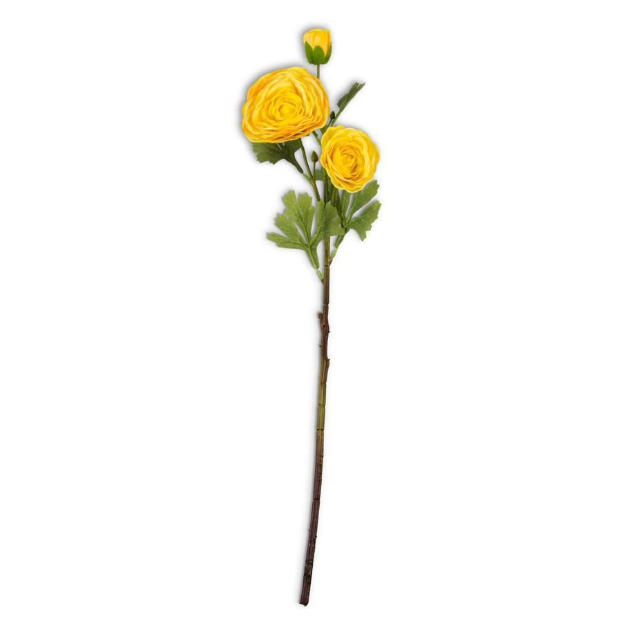 25&quot; Yellow Real Touch Triple Bloom Ranunculus Stem