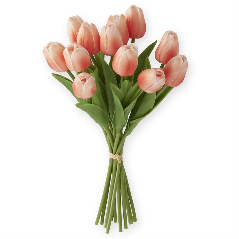 13&quot; Dark Peach Real Touch Mini Tulip Bundle