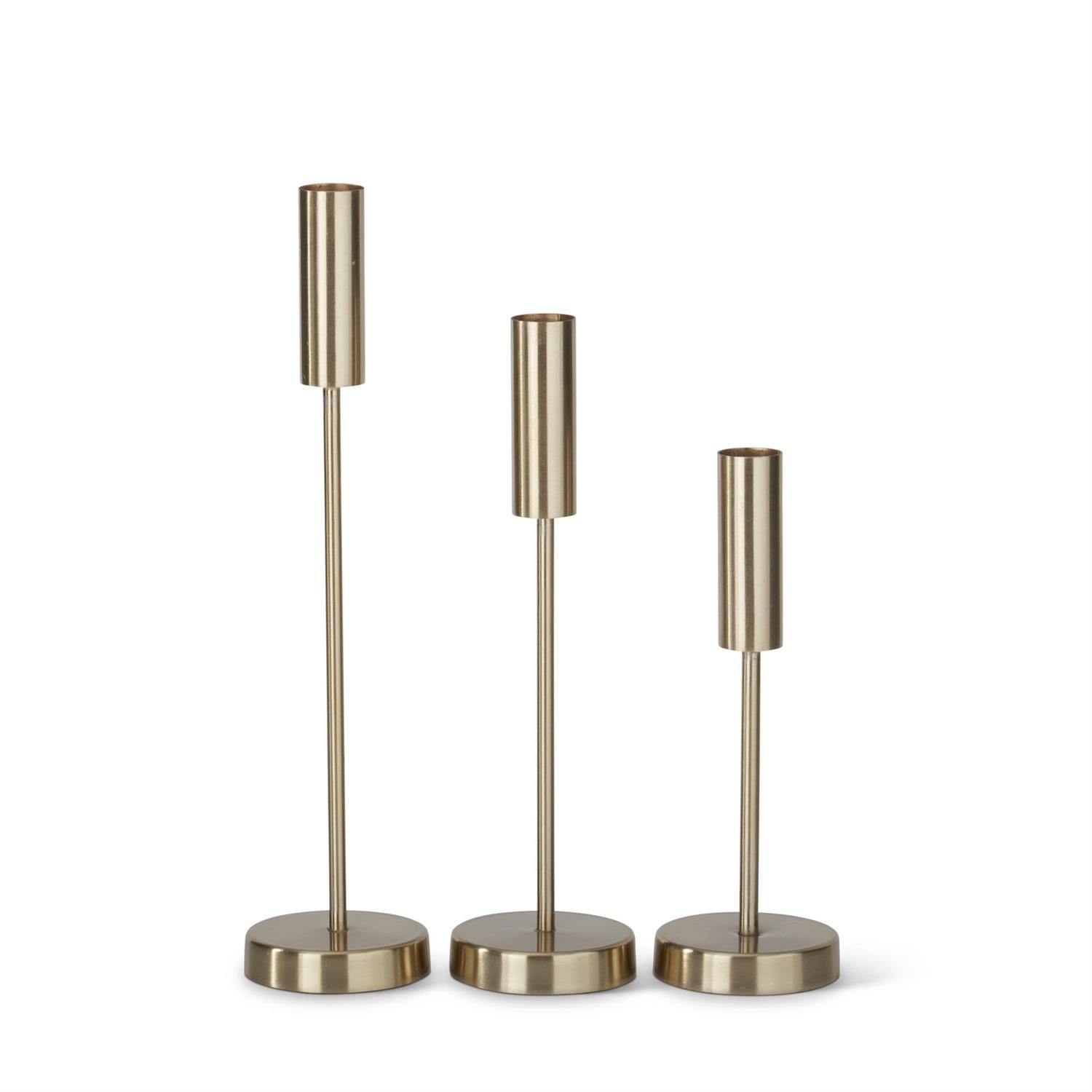 Slender Gold Metal Taper Candleholder