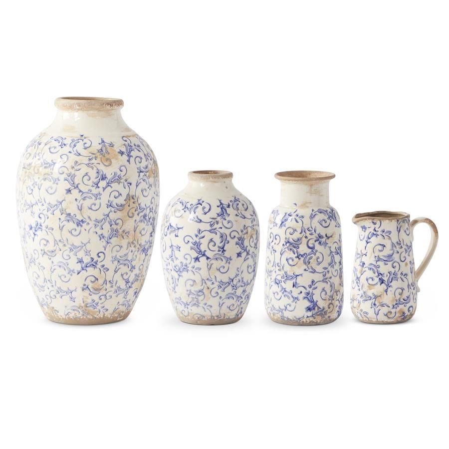 Vintage Blue &amp; White Ceramic Vases