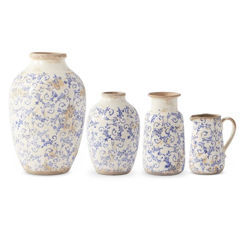 Vintage Blue &amp; White Ceramic Vases