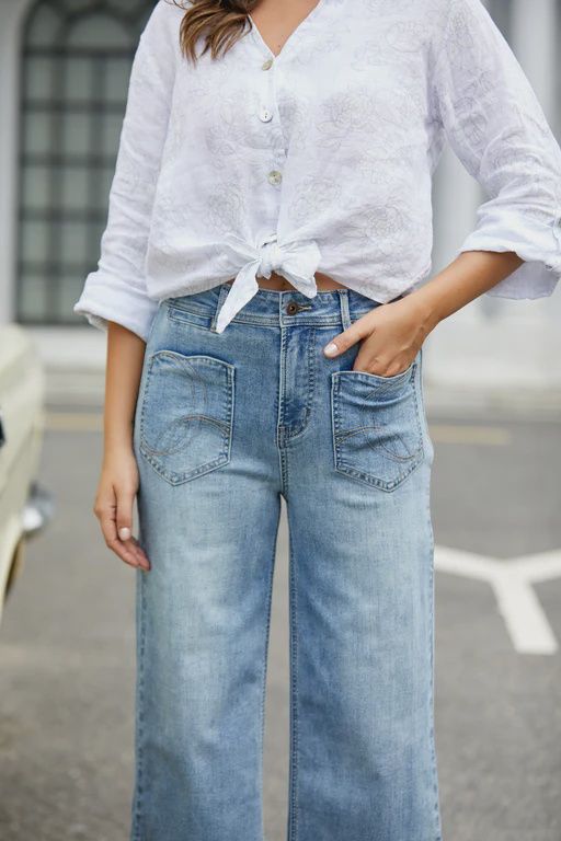 Heart Pocket Bamboo Denim Jeans, Size: S, Colour: Mid Wash