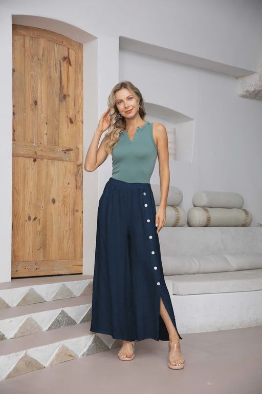 Nina&#39;s Button Front Pants, Size: O/S, Colour: Navy