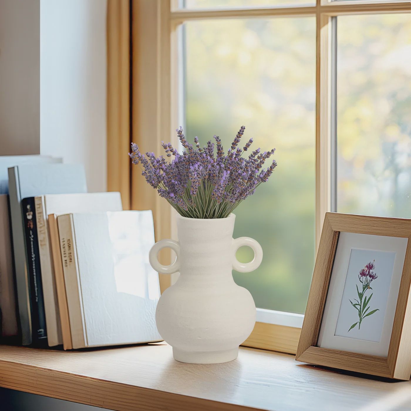 Rustic Carafe 6h&quot; Ceramic Handle Vase