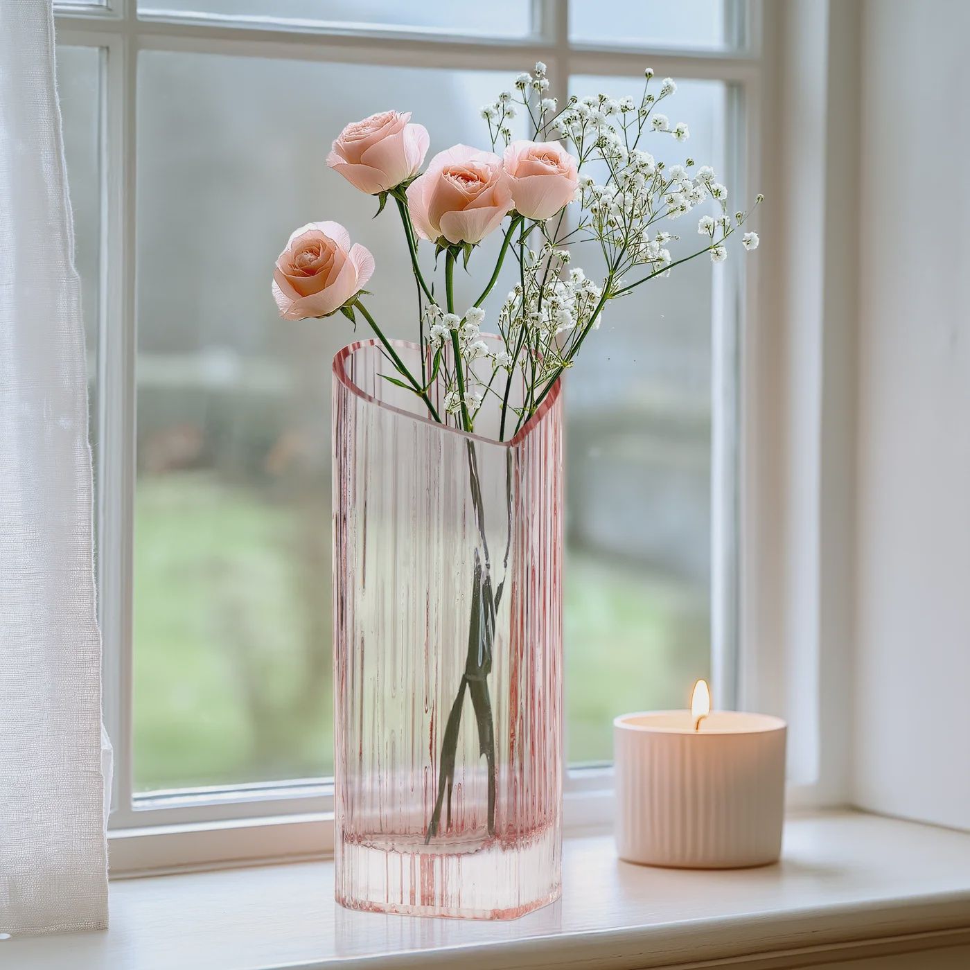 Heart Shape 8.5h&quot; Glass Vase - Pink