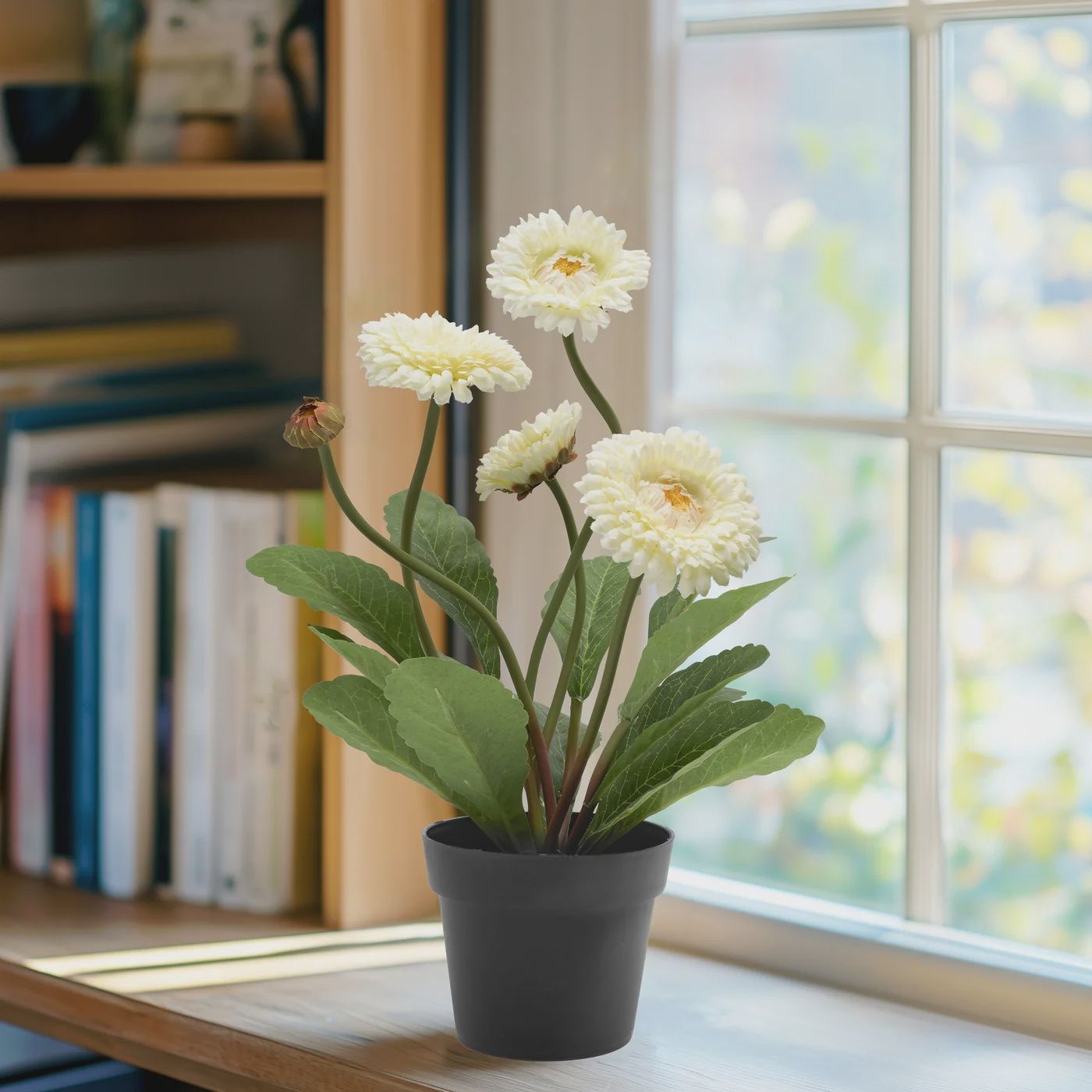Gerbera 11&quot; Faux Potted Plant - Cream