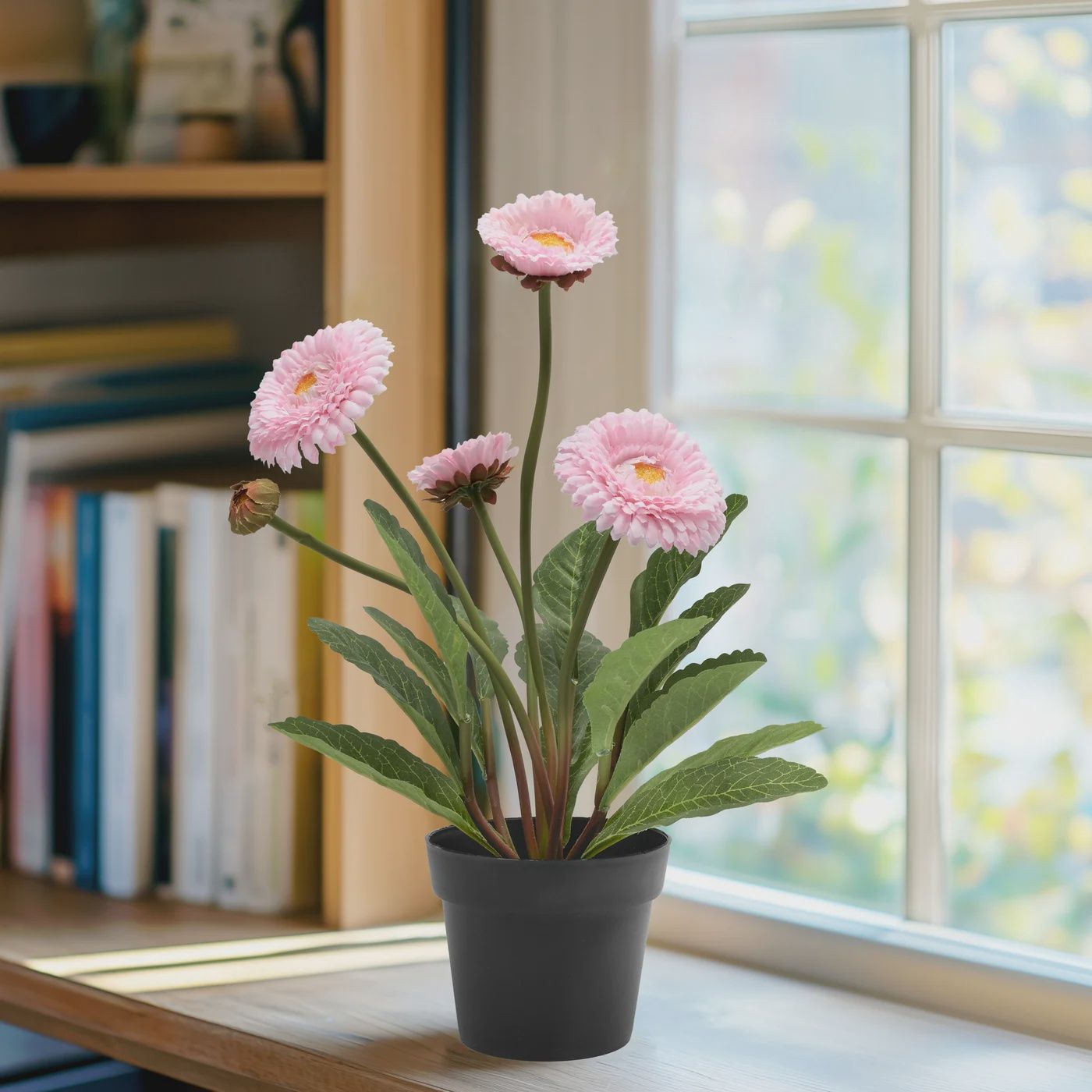 Gerbera 11&quot; Faux Potted Plant - Pink