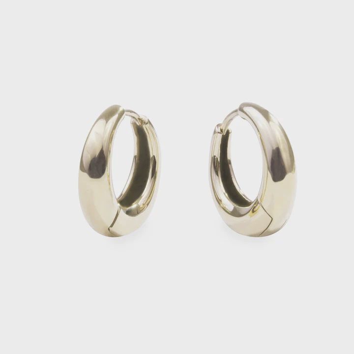 Stainless Small Puffy Hoop Earrings - Gold