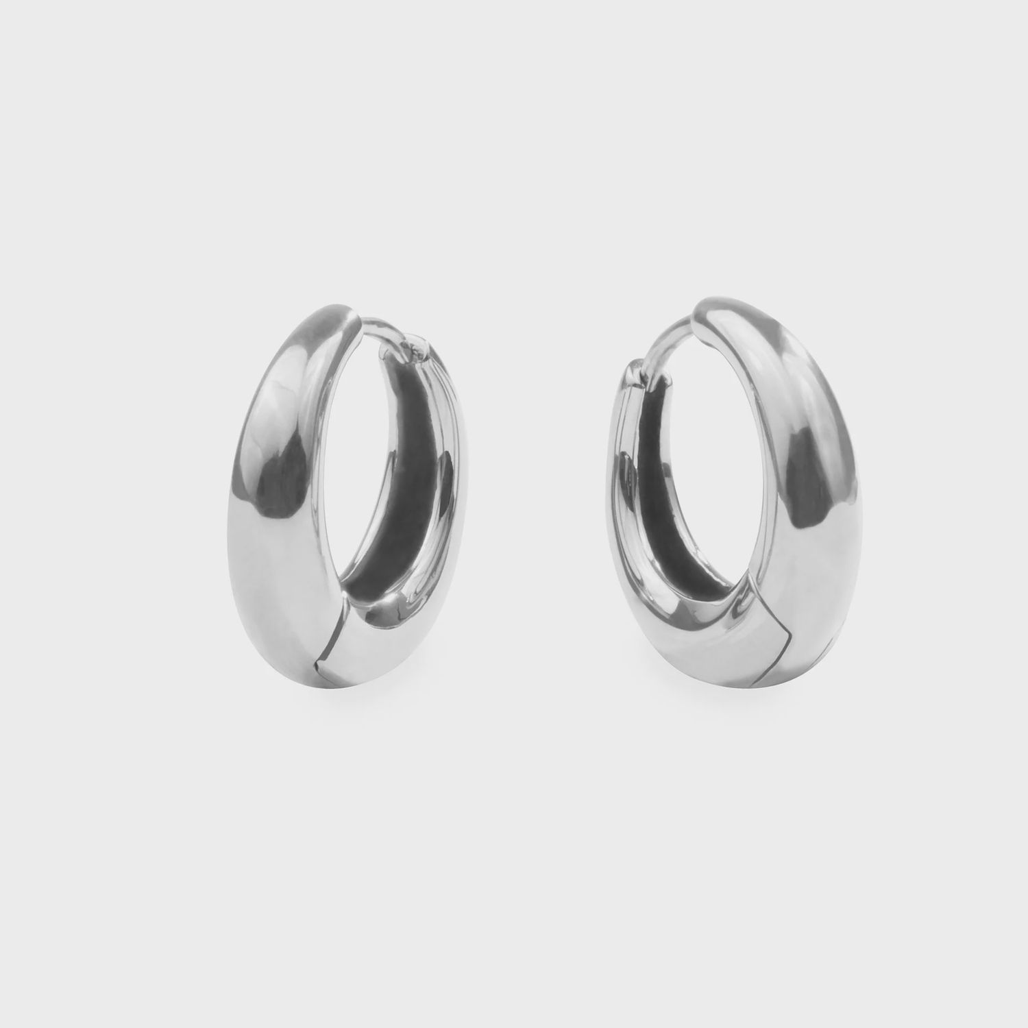 Stainless Small Puffy Hoop Earrings - Silver