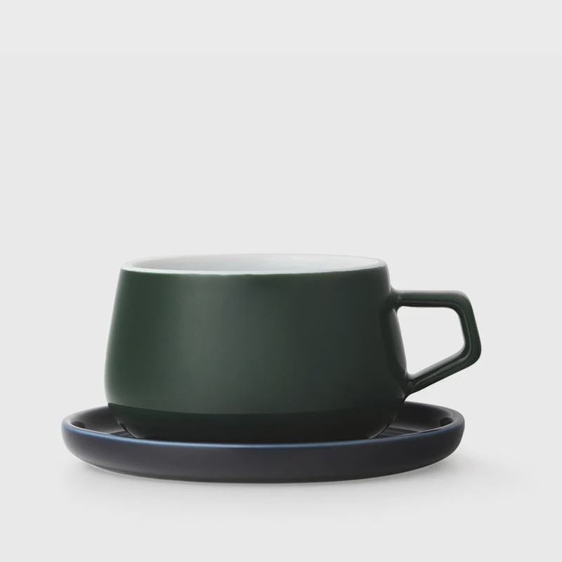 Ella Porcelain Tea/Coffee Cup &amp; Saucer - Pine Green