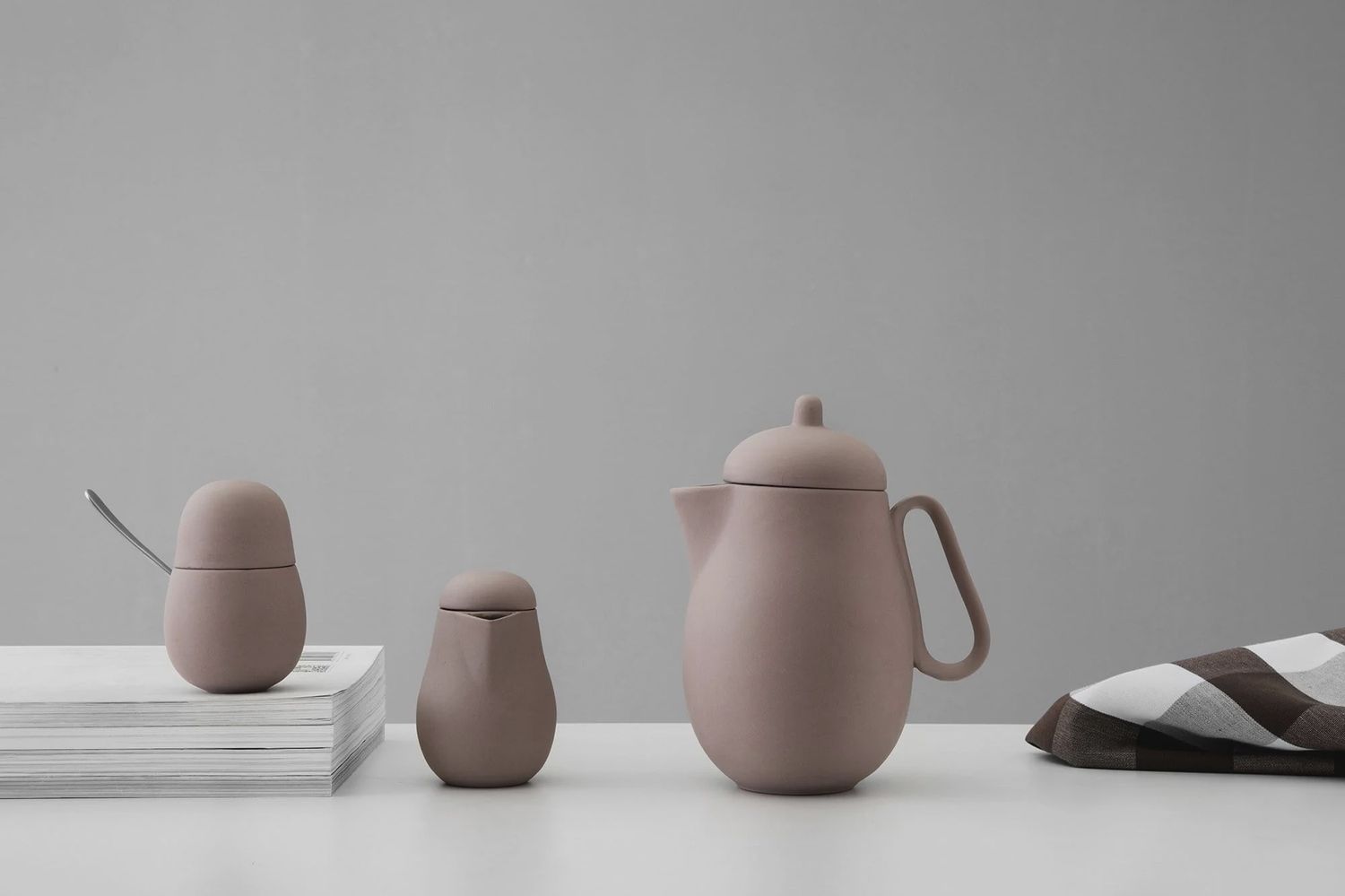 Nina™ 1L Teapot Set of 3 - Powder Brown