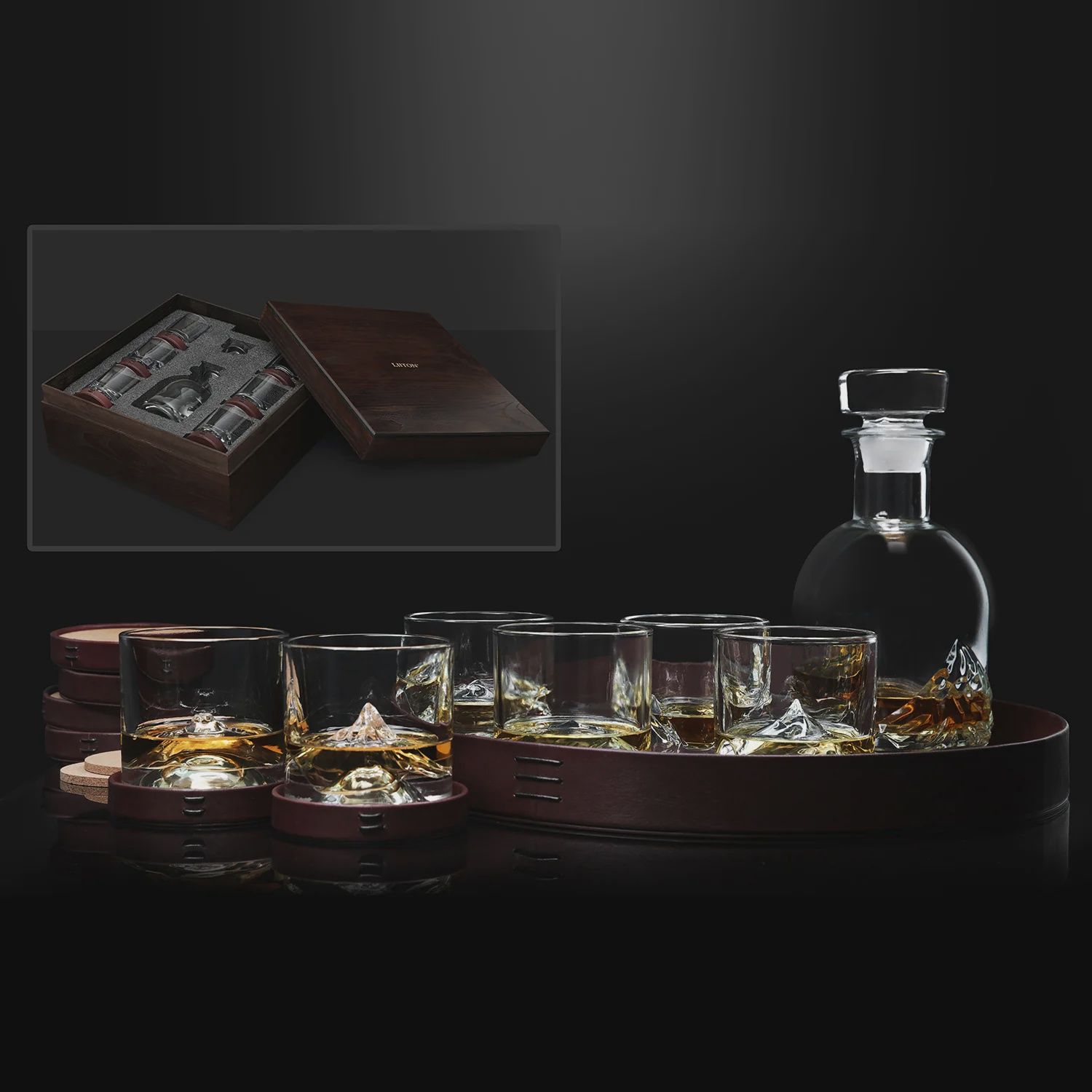 The Peaks - 14-Piece Luxury Crystal Whiskey Glass Set
