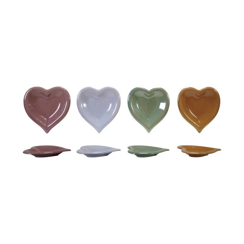 7&quot;x 6 1/2&quot; Stoneware Heart Shape Plate, 4 Color