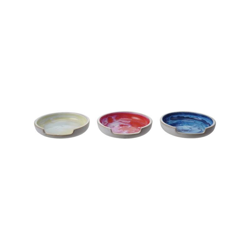 4 3/4" Round Stoneware Spoon Rest, Reactive Glaze