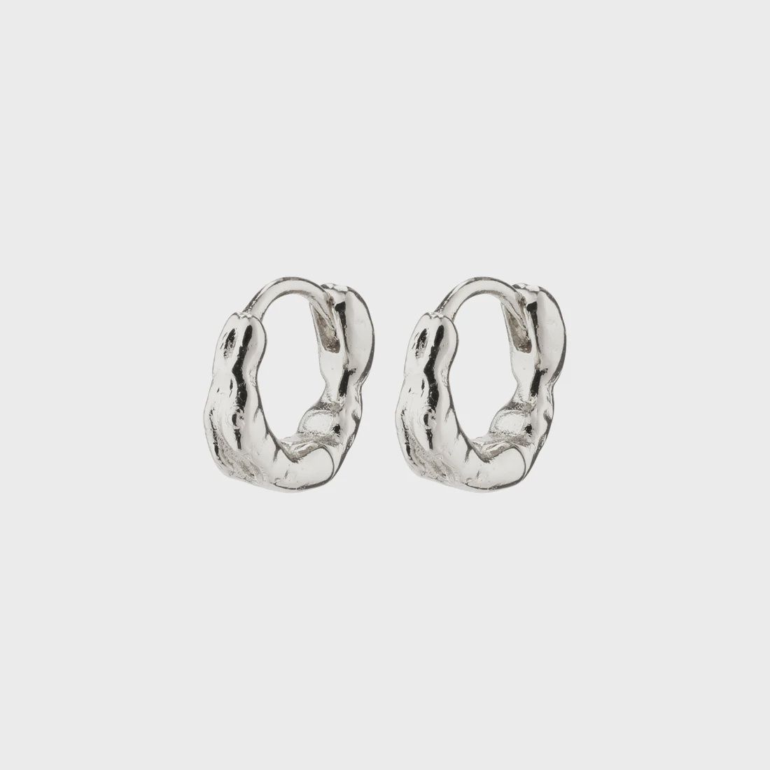 EDDY organic shaped mini huggie hoops silver-plated
