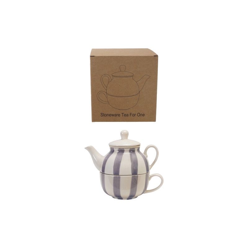 S/2 5-3/4&quot;L 5-1/2&quot;H Stoneware Teapot w Teacup