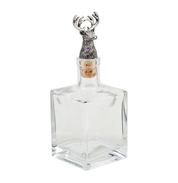 Large Metal Glass Deer Decanter