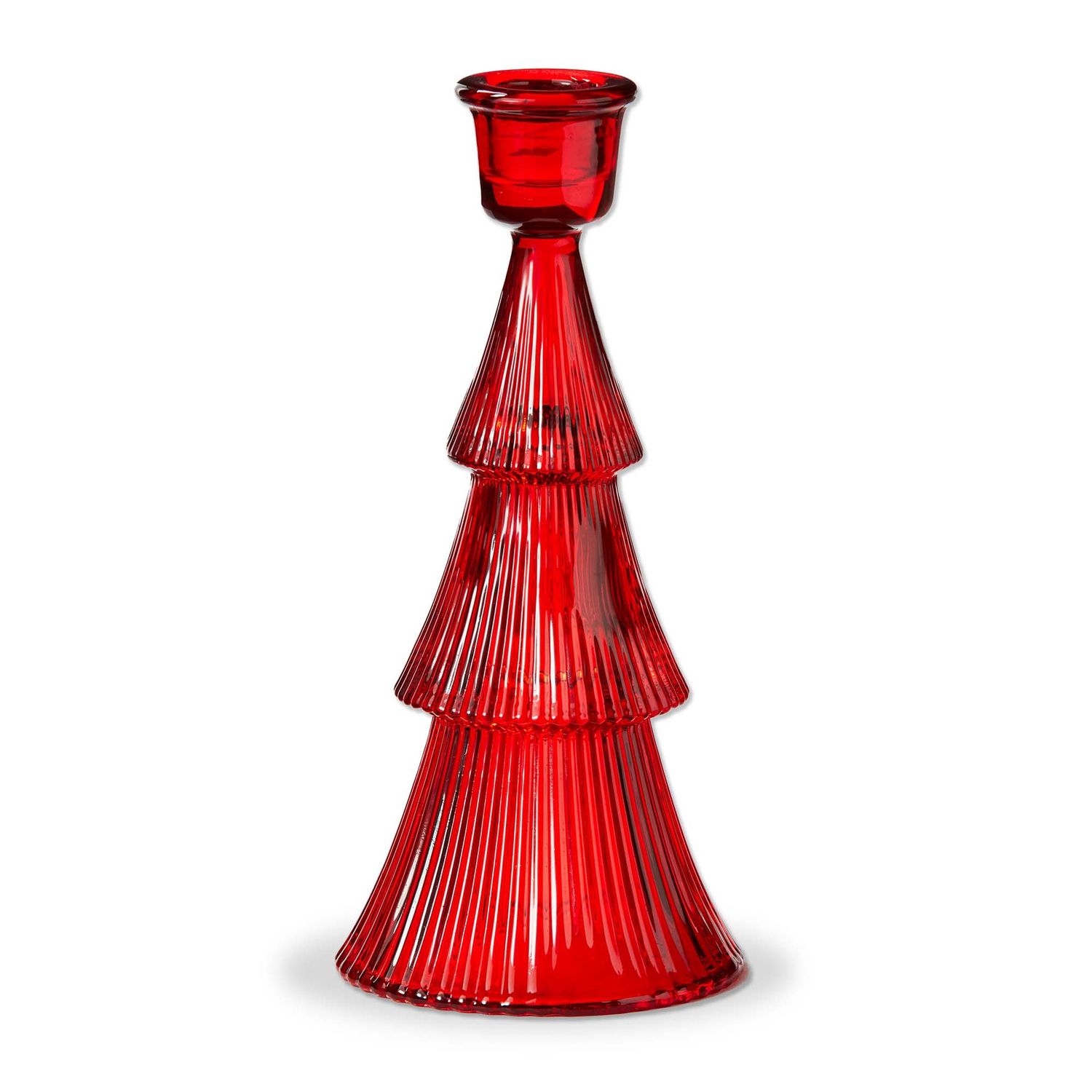 Glass Ribbed Tree Taper Holder L