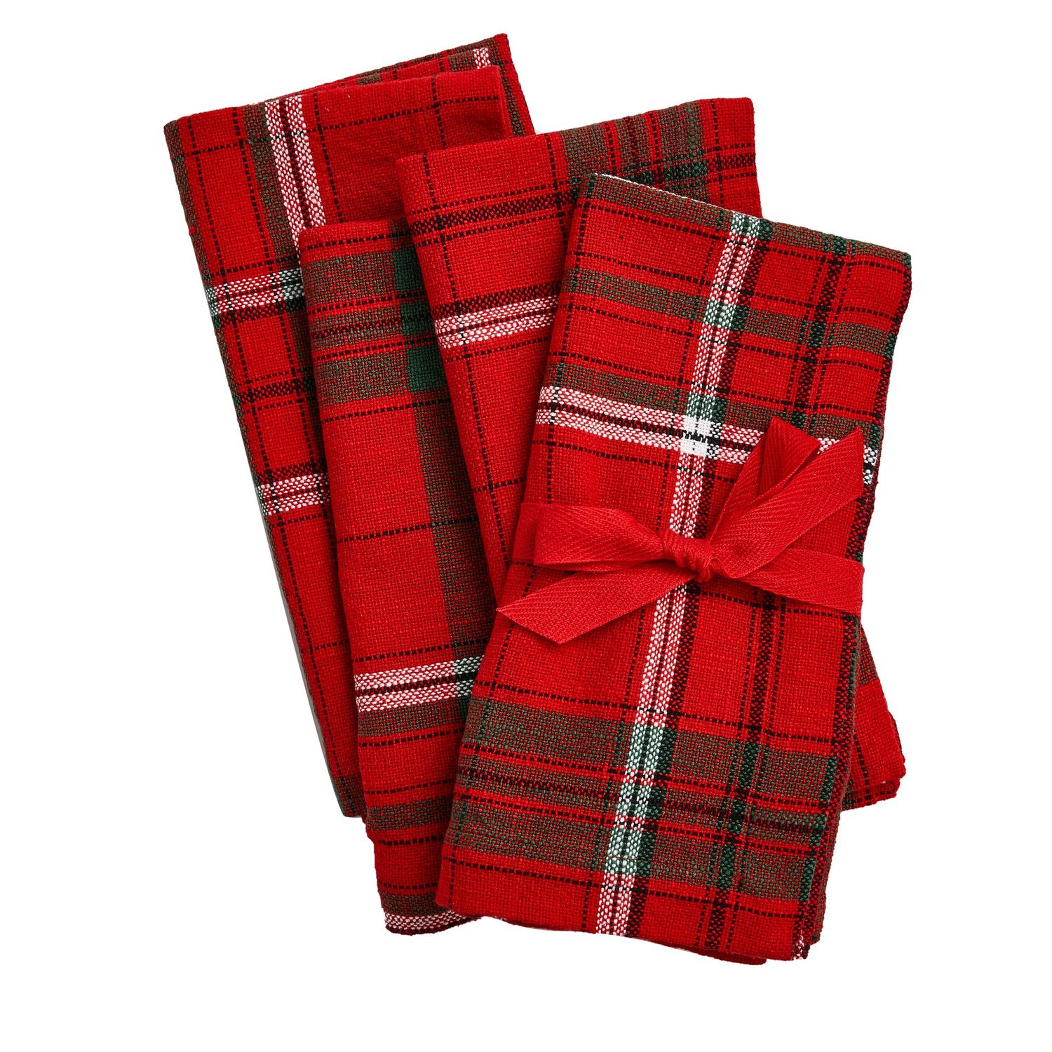 Sleigh Ride Holiday Plaid Napkin S/4 Red Multi