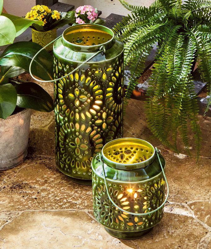 Aura Enamel Lantern Large - Green