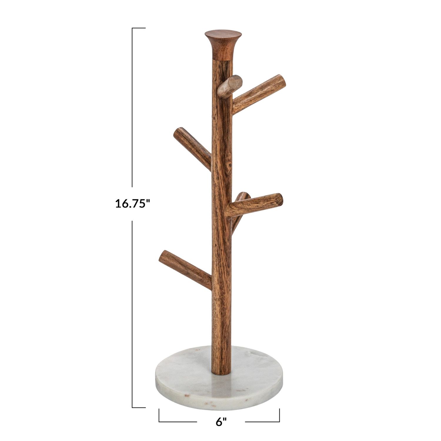 6&quot; x 16.75&quot; Mango Wood &amp; Marble Mug Rack