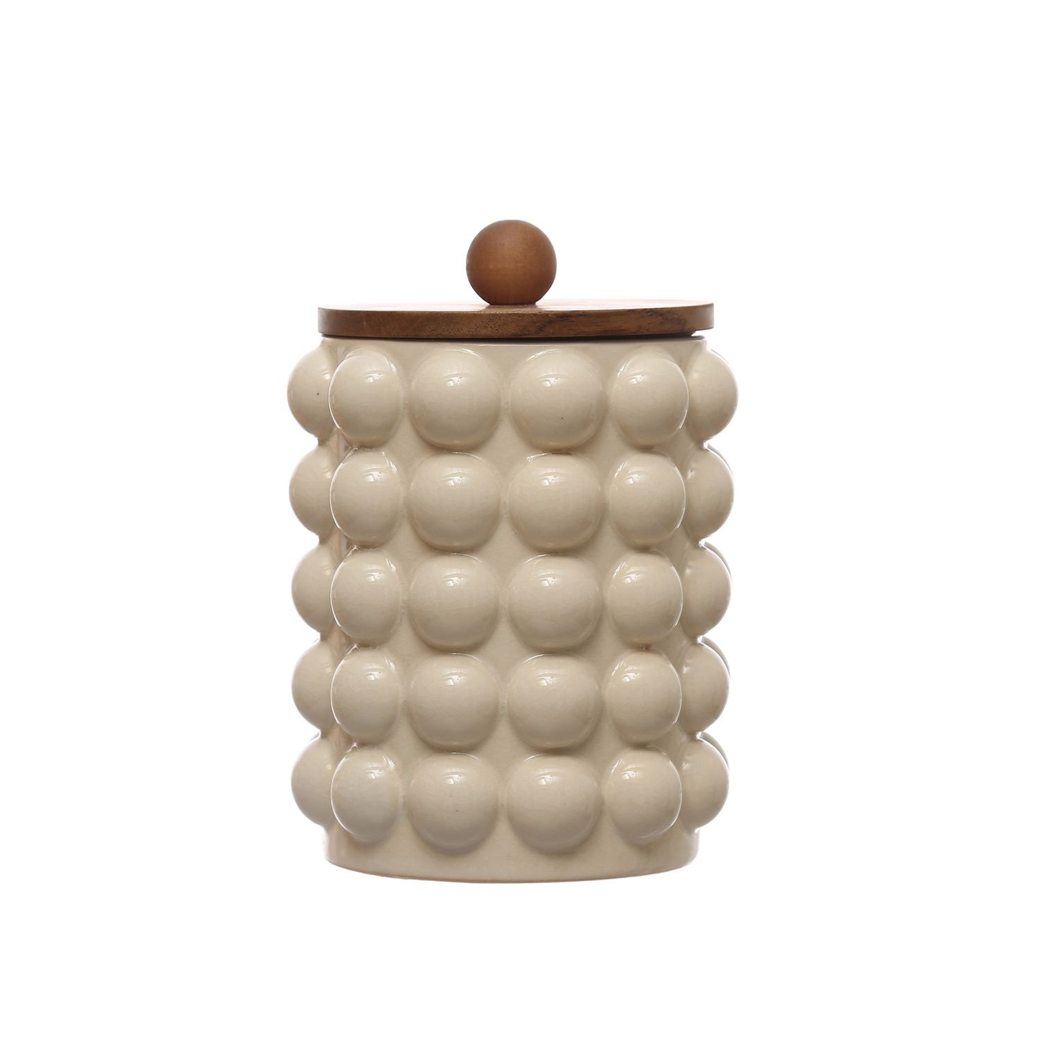 6.25&quot; Stoneware Canister w/Wood Lid
