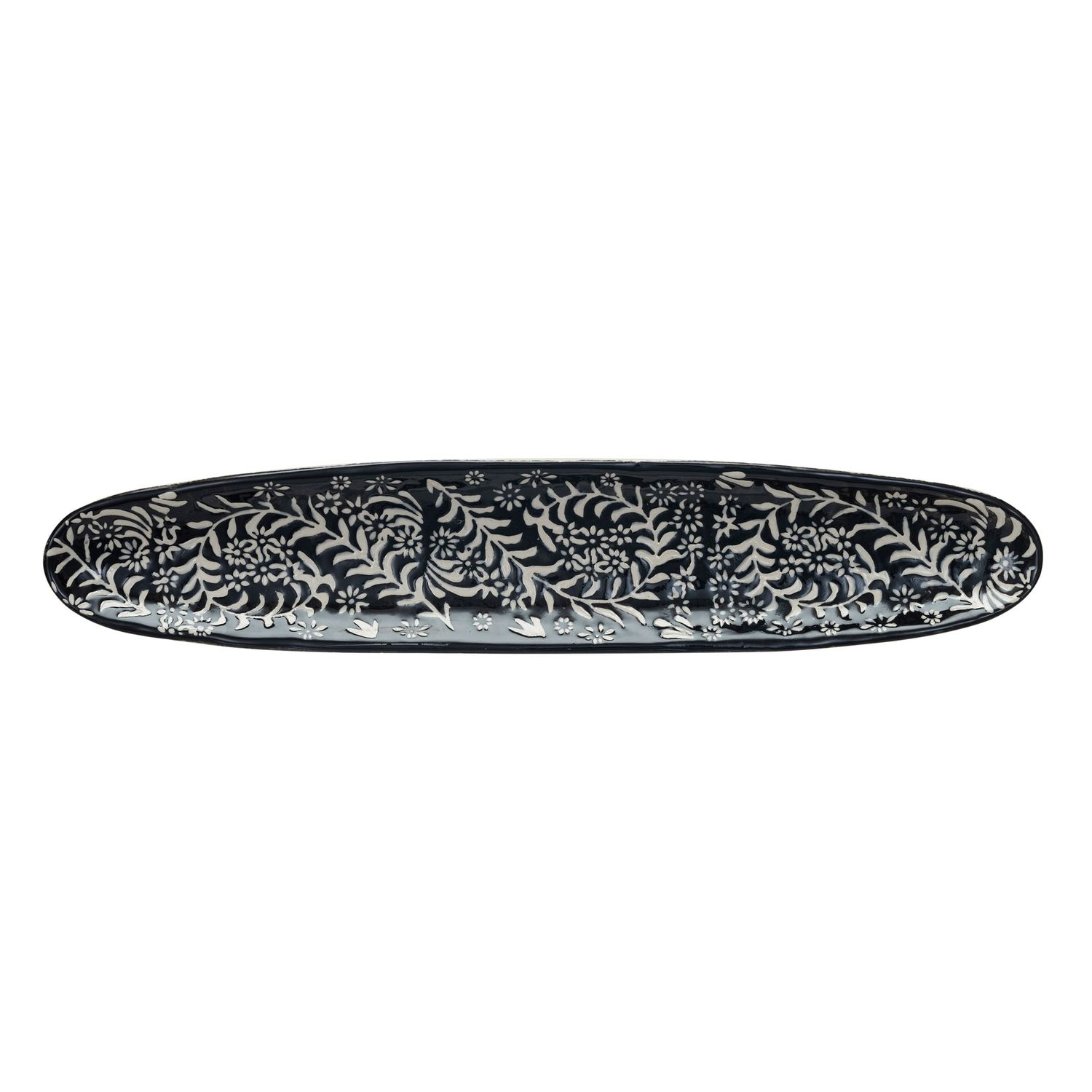 14&quot;x2.75&quot;W Stoneware Serving Platter w Botanical