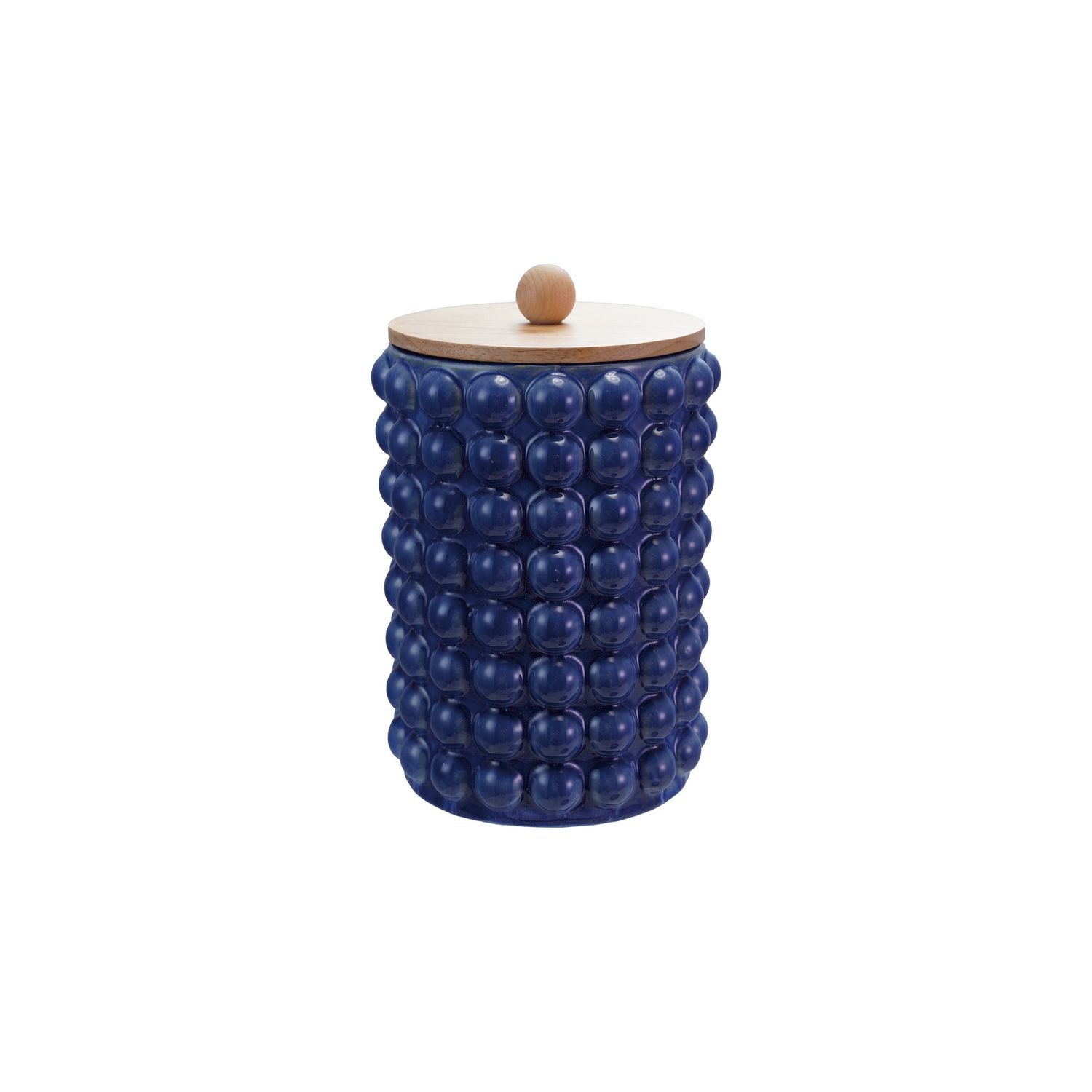 6.75&quot; Rd Canister w/Raised Dots &amp; Wood Lid