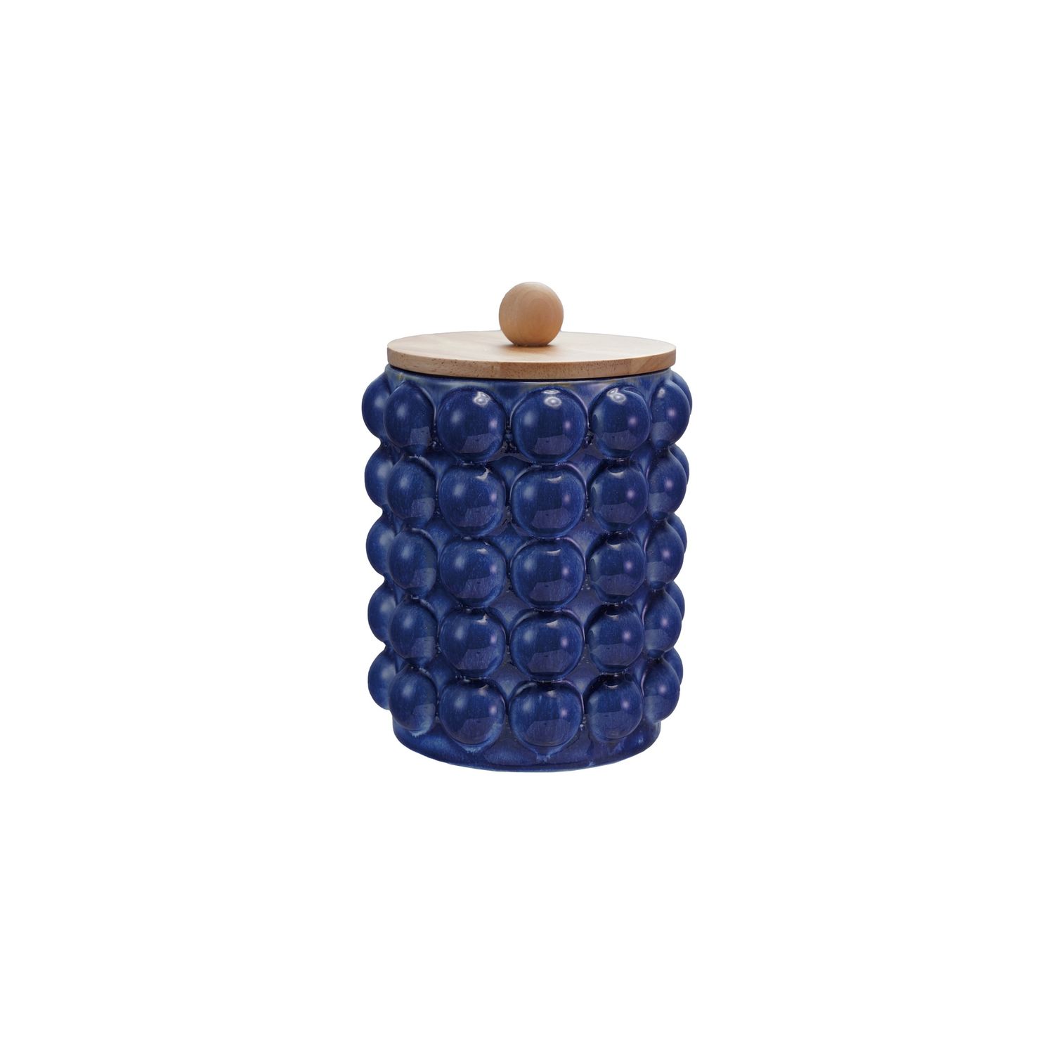 5.75&quot; Rd Canister w Raised Dots &amp; Wood Lid