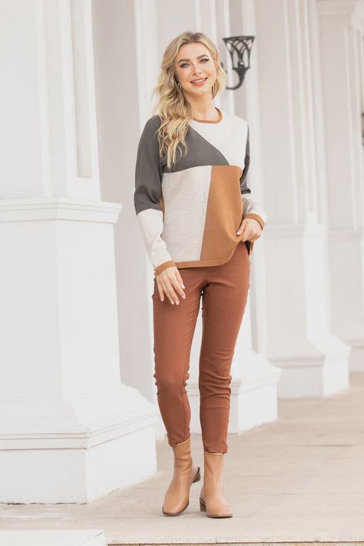 Solid Color Ankle Pant, Colour: Cinnamon, Size: S