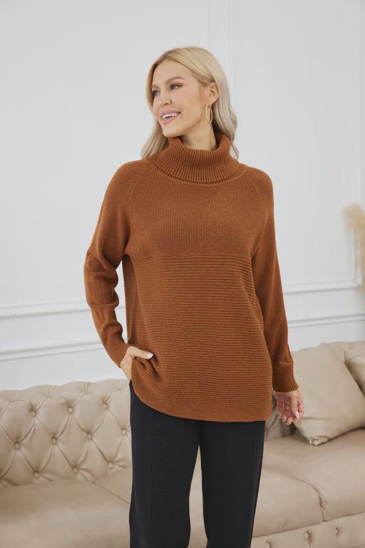 Betheny&#39;s Ribbed Reverie Sweater, Colour: Cinnamon, Size: S/M
