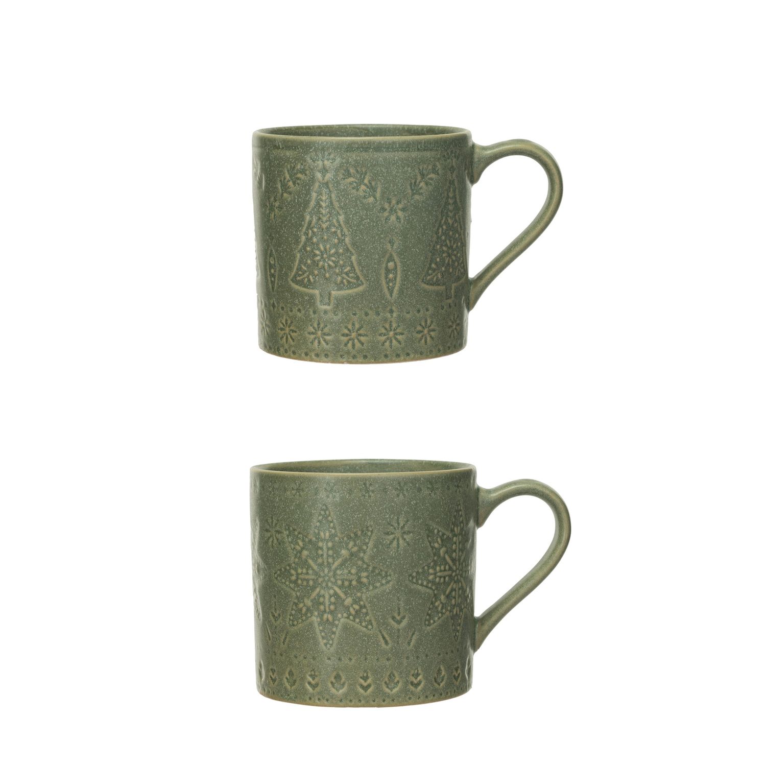4&quot; Stoneware Mug Green Tree