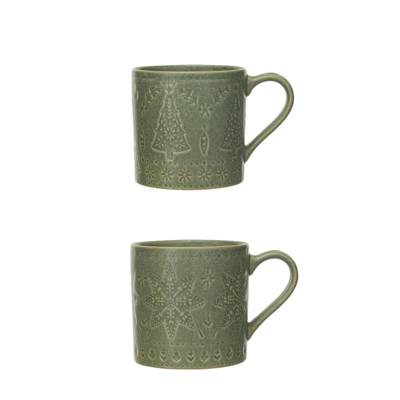 4&quot; Stoneware Mug Green Tree